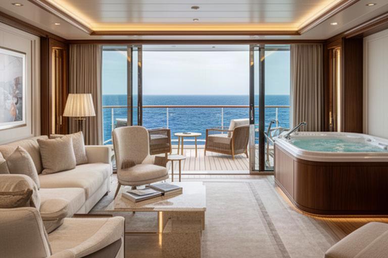 Grosszügige Owner's Suite mit privatem Whirlpool und eleganter Wohnlounge